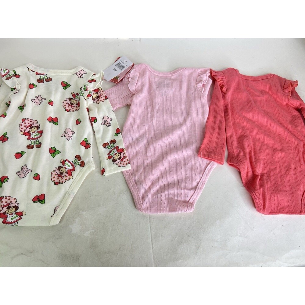 Strawberry Shortcake Three Piece Bodysuit Set Pink Baby Girls Size 3-6 Months - Picture 9 of 9